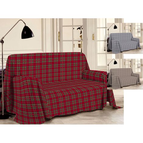 Telo Arredo Multiuso Linea Pensieri Delicati In 100% Cotone Disegno Tartan, misuraSingolocoloreBeige