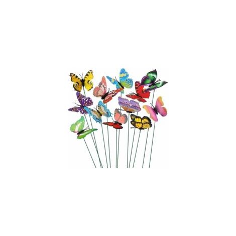 Lot de 50 papillons colorés de 7 cm pour décoration de jardin sur bâtonnets de papillons pour terrasse, pelouse, papillons
