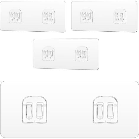 4 Stück Duschregal Klebehaken, Ohne Bohren Stark Klebende Aufkleber Haken Klarer Acryl Selbstklebender Handtuchhaken Wasserdicht Duschhaken Wandhaken für Küche, Wohnzimmer, Duschregal, Korb (1/5)