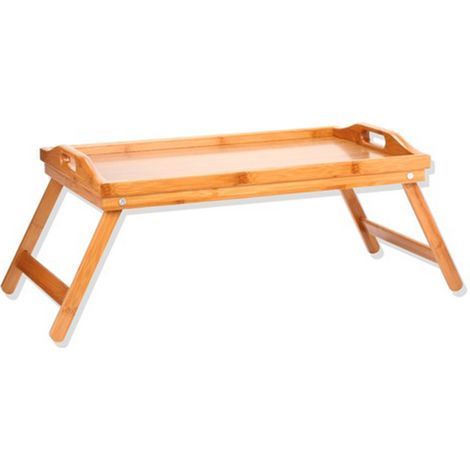 Plateau petit-déjeuner - SECRET DE GOURMET - Pieds dépliables - 65cm x 30cm x 23cm - Bambou - Marron