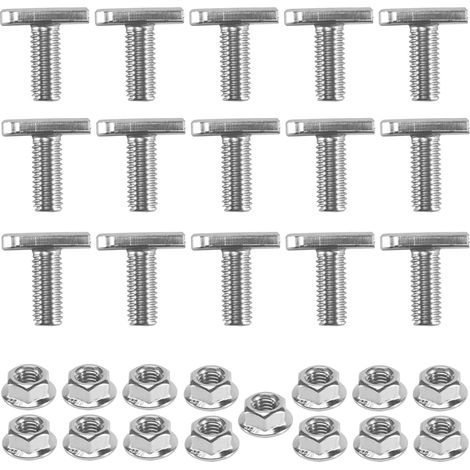 15pcs T Slot Bolt Remplacement M8 X 20 Vis, A2-70 Rail Rail Vis Écrous de Rail avec 15 Bride Écrou (1/5)