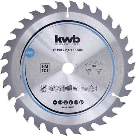 Hoja de sierra circular kwb 586557 190 mm 30 dientes carburo