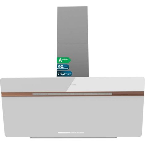 Cecotec Campana Extractora Decorativa 90 cm Bolero Flux DT 907500 Matt White A+++. Cristal Mate y Brillante
