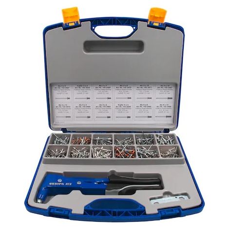 Set di rivetti assortiti, scatola con 942 pezzi, in valigia di plastica (1/4)