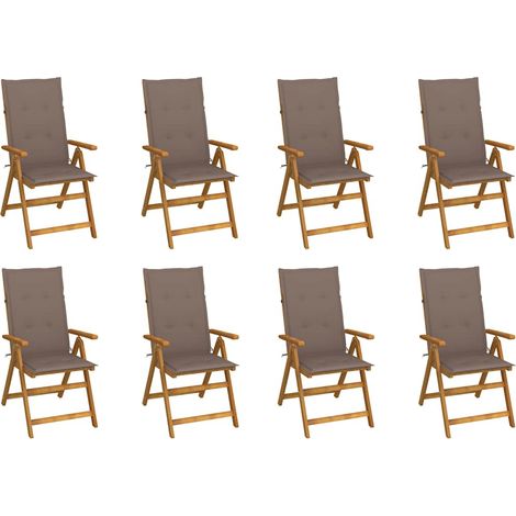 vidaXL Chaises pliantes avec coussins, 8 pièces, en bois d'acacia massif (1/5)