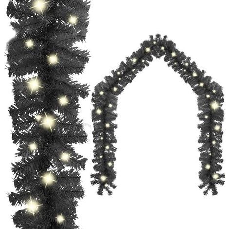 Couronne de Noël avec lumières LED, 10 mètres de long, noire (1/5)