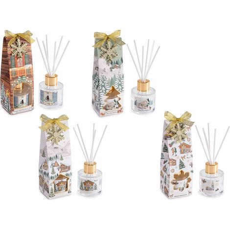 Profumatori per ambiente di Natale con stick e confezione regalo con pendente natalizio e fiocchetto, set da 8 pezzi, Ø 5 cm x 6 H (con stick15)
