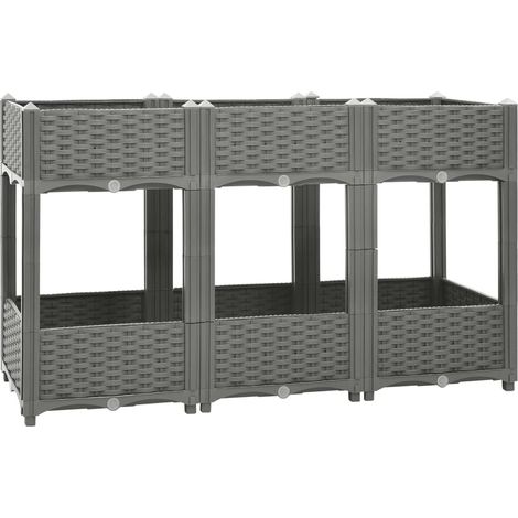 Vassoio per fioriera aiuola rialzata piante fiori terrazza giardino 120 x 40 x 71 cm polipropilene grigio 020039205