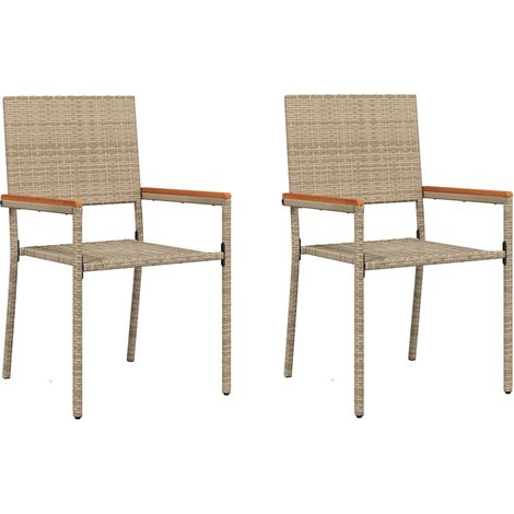 Lot de 2 Chaises empilables de jardin,Chaise d'extérieur Crème et marron CFW3980032 (1/5)