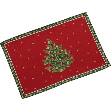 Set de Table Sapin de Noël Rouge, Gobelin, Article de Noël, Décoration Table, Coton, Polyester (1/5)