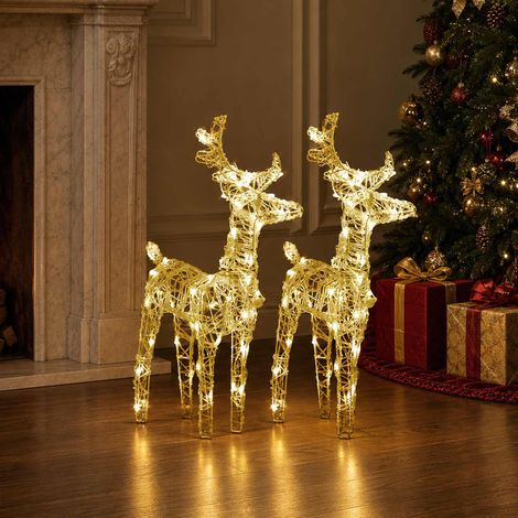 vidaXL Christmas Reindeers 2 pcs Warm White 80 LEDs Acrylic (1/5)