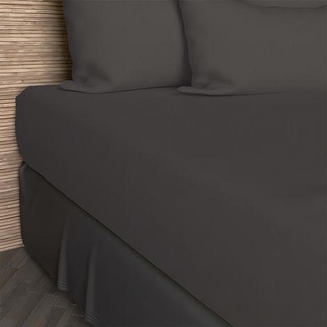 Drap housse 160x200 cm en coton 57 Fils SOLEIL D'OCRE anthracite (1/3)