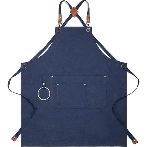 Tablier de Travail Jardinage Barbecue Tablier Homme avec Poches Toile Tablier de Serveur Femme Taille Long (1/5)