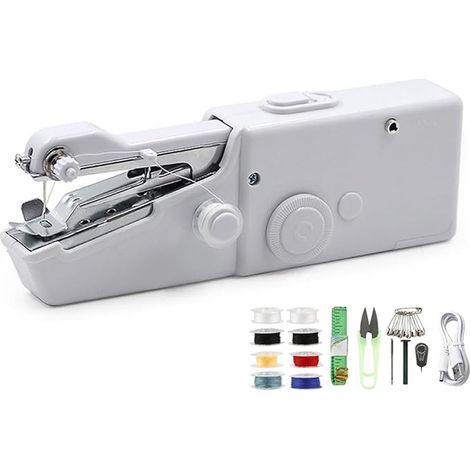 Manual Sewing Machine, Portable Sewing Machine, Mini Sewing Machine, Hand Sewing Machine, Beginner Mini Portable Sewing Machine, Clothing, Cutting, DIY (White) (1/5)