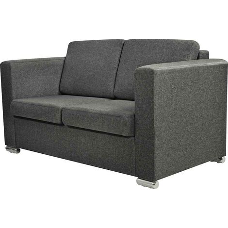 Canapé droit fixe 2 places, Canapé de relaxation Meuble de Salon, Tissu Gris foncé OIB9292E (1/5)