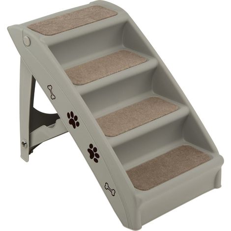 Escalier pliant pour chien 64 x 39 x 49 cm assise antidérapante et confort supérieure en PP gris