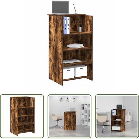 Comptoir de réception - Bureau de réception chêne fumé 55x50x103,5 cm bois d'ingénierie (1/5)