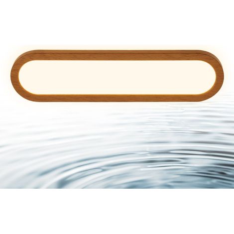Applique LED bois ultrafine 35x9cm rectangulaire 10W 1200lm 3000K blanc chaud IP44 retroeclairage salle de bain miroir