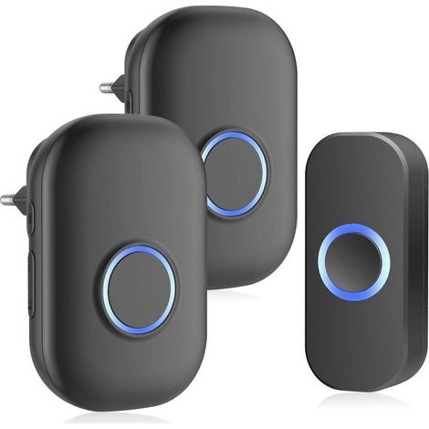 Sonnette extérieure sans fil étanche, 2 récepteurs, noire-Online Store (1/5)
