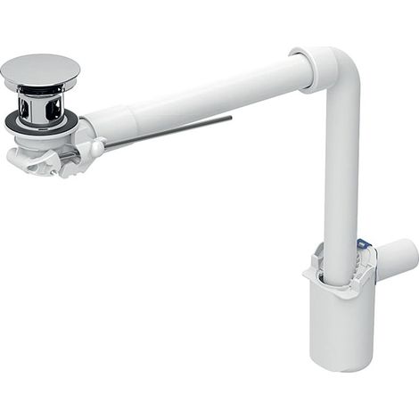 Geberit - Platzsparender Siphon für Waschbecken mit Überlauf, Zugstangen-Ablaufgarnitur, verchromt 152.072.21.1