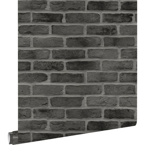 papier peint brique noir - ESTAhome