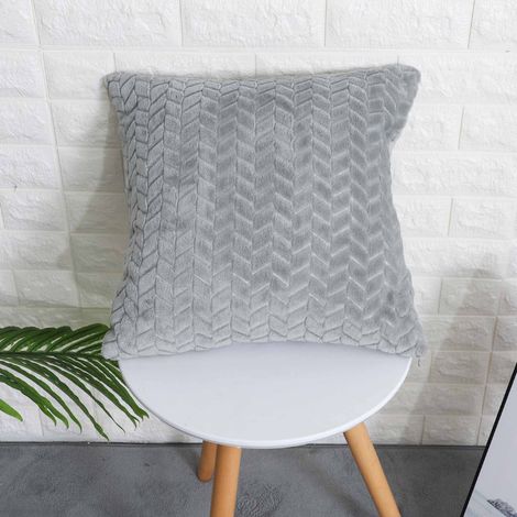 Taie d'oreiller décorative, à chevrons, grise