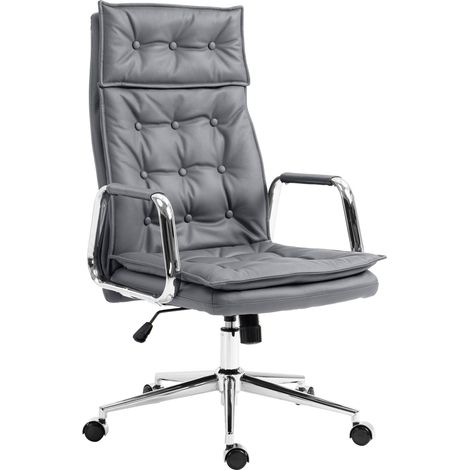 Sedia da Ufficio Sotira in Vera Pelle grigio (1/5)