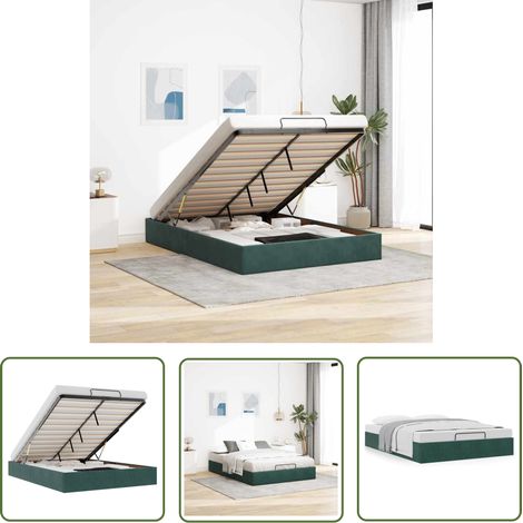 vidaXL Ottoman-Bett ohne Matratze Dunkelgrün 140x190 cm Samt (1/5)