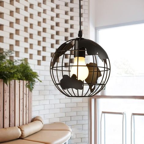 Kugelförmige Pendelleuchte Esszimmer Schlafzimmerleuchte Industrielle Edison Deckenleuchte Sphärische Retro-Kronleuchter Kreative LED-Kronleuchter aus Eisen E27 Aufhängung (Durchmesser 20 cm)