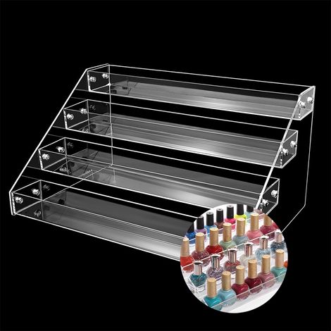 Présentoir en acrylique de 30 cm à 4 niveaux - Organisateur de soins transparent haut de gamme, présentoir à cupcakes facile à monter et présentoir décoratif (1/5)