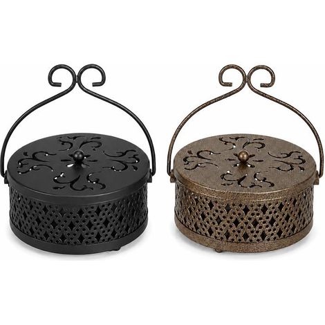 Lot de deux spirales anti-moustiques avec poignées, brûleurs d'encens portables au style rétro, adaptés intérieure et extérieure. (1/5)