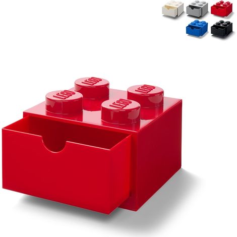 Contenitore portaoggetti con cassetto LEGO Desk Drawer 4 bottoncini - Rosso (1/4)