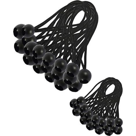 Tendeur élastique, 30 tendeurs élastiques, boule élastique, tendeur de bâche, caoutchouc pour tente (200 et 150 mm) (1/5)