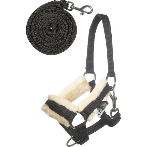 1 Ensemble Licol Et Longe Noir, Ajustable, Durable, Pour Hobby Horsing (1/2)