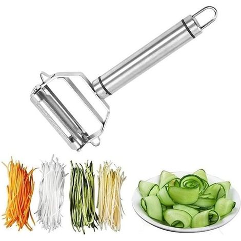 Peeleuse de légumes fruitiers Fruits multifonctionnels, éplucheur en acier inoxydable peluche de pommes de terre râpe carotte, (1/4)