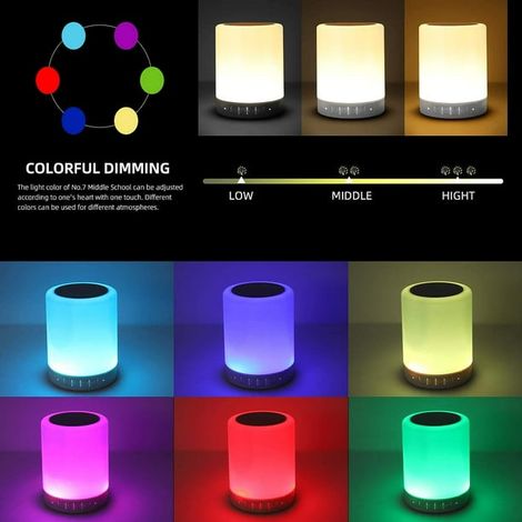 Lampe de chevet Bluetooth sans fil avec haut-parleur intégré, commande tactile, veilleuse portable pour enfants, cadeau idéal pour fille, garçon et bébé (1/4)