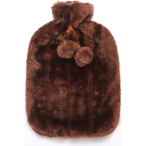 Bouillotte 2L bouillotte chauffante bouillotte adulte enfant bouillotte isolante bouillotte lit peluche bouillotte, marron (1/3)