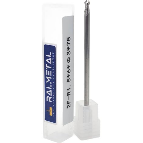 Fresa a sfera in metallo duro integrale per alluminio R1.5 x 6 x 3D x 75 (1/3)