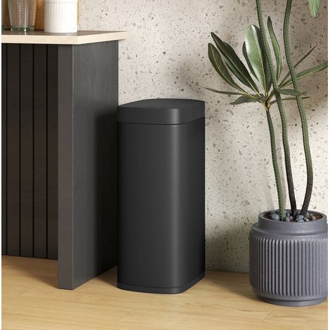Poubelle à capteur 50 L noire en métal OKWISH (1/5)