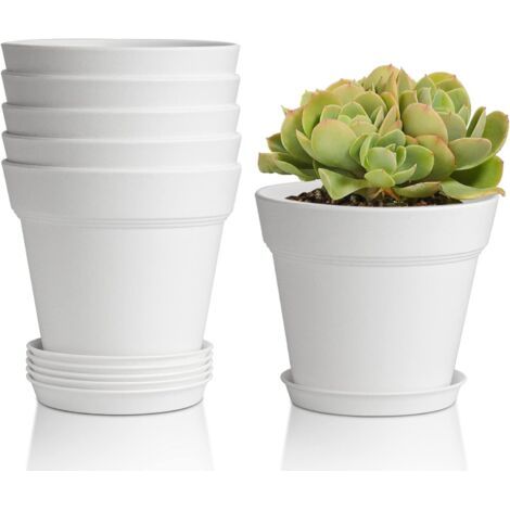 6Pcs Pot de Fleur en Plastique 4 Pouces Céramique Rouge Système d'irrigation avec Trou d'échappement Convient aux Jardins Balcon Extérieurs Intérieurs (1/5)