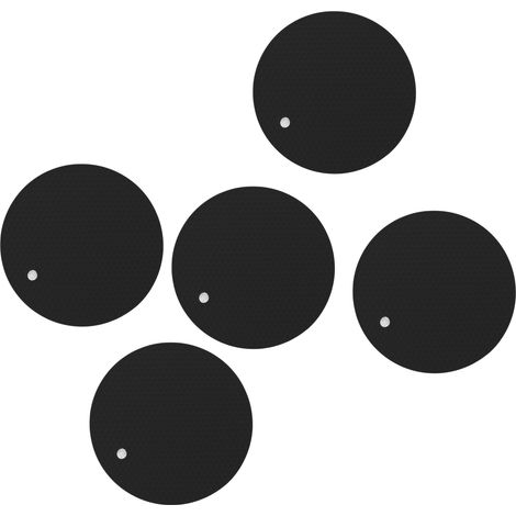Set mit 5 runden Silikonuntersetzern, vielseitig, hitzebeständig und rutschfest, für heiße Speisen und Pfannen, schwarz. (1/5)