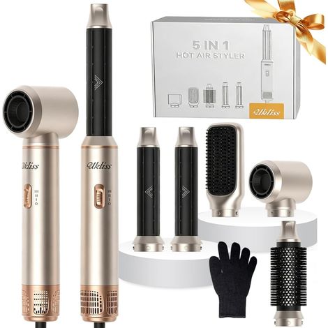 Airstyler Pro Hair Styler Kit 5 in 1 1000W Round Hair Dryer Brush for Drying and Styling with Air Curl, Hair Dryer Brush, Hot Air Brush, Hair Dryer, Brush (1/5)