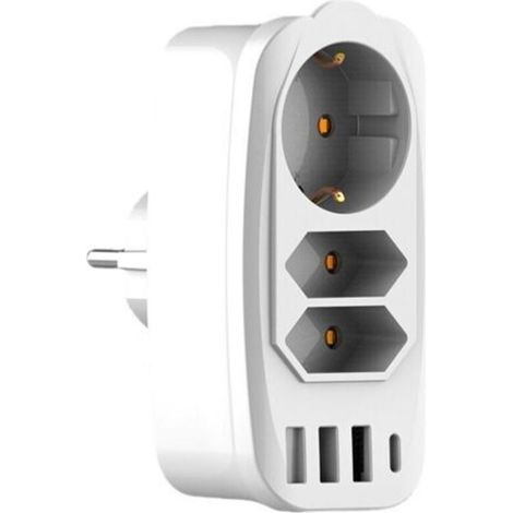 USB-Buchse – Europäischer Mehrfachanschluss-Konverter – Intelligente multifunktionale 1-zu-3-EU-Wandsteckdose