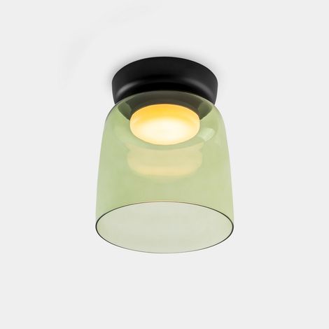 LEDS C4 Levels Plafonnier semi-encastré à dôme unique de 22 cm, noir, LED verte 28 W, température de couleur 2700-3000-4000 K, variation d'intensité par coupure de phase