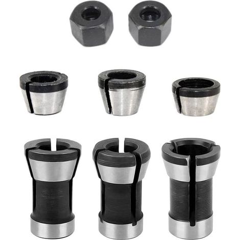 Mandrins à pince à fraiser, 6 pièces en acier, haute précision pour fraiseuse à étrier, adaptateur de serrage pour le travail du bois, graver et couper la machine, 6 mm 6,35 mm 8 mm (1/5)