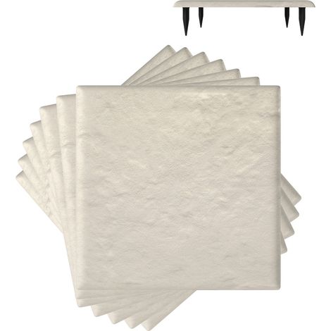 Dalles de Jardin Décoratives Blanches 39,5 x 39,5 cm, Lot de 8 Pavages Extérieur en PP Résistant, Anti-Dérapant avec Piquets de Fixation, Fabriqué en Italie