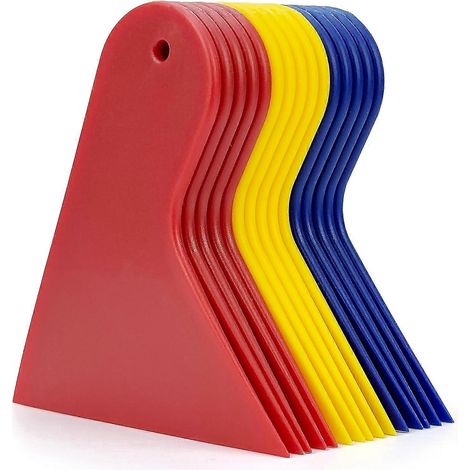 Ensemble de petits grattoirs en plastique, raclette pour film vinyle, applicateur de décalcomanies, raclette pour film teinté pour vitres, spatules pour mastic de carrosserie (15 pièces, trois couleur (1/5)