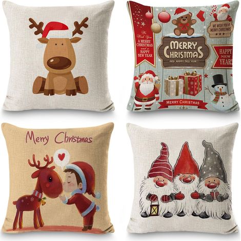 Federe Natalizie per Cuscini Set da 4 Pezzi Decorative 45x45 cm (1/4)