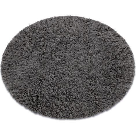 Flokati WOLLE Kreis grau grey rotondo 110 cm