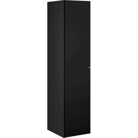 Dmora - 1-Tür MehrzweckschrankMexico, Multifunktionale Möbel, Schuhschrank, Besenschrank, 60x50 h219 cm, Schwarz (1/5)